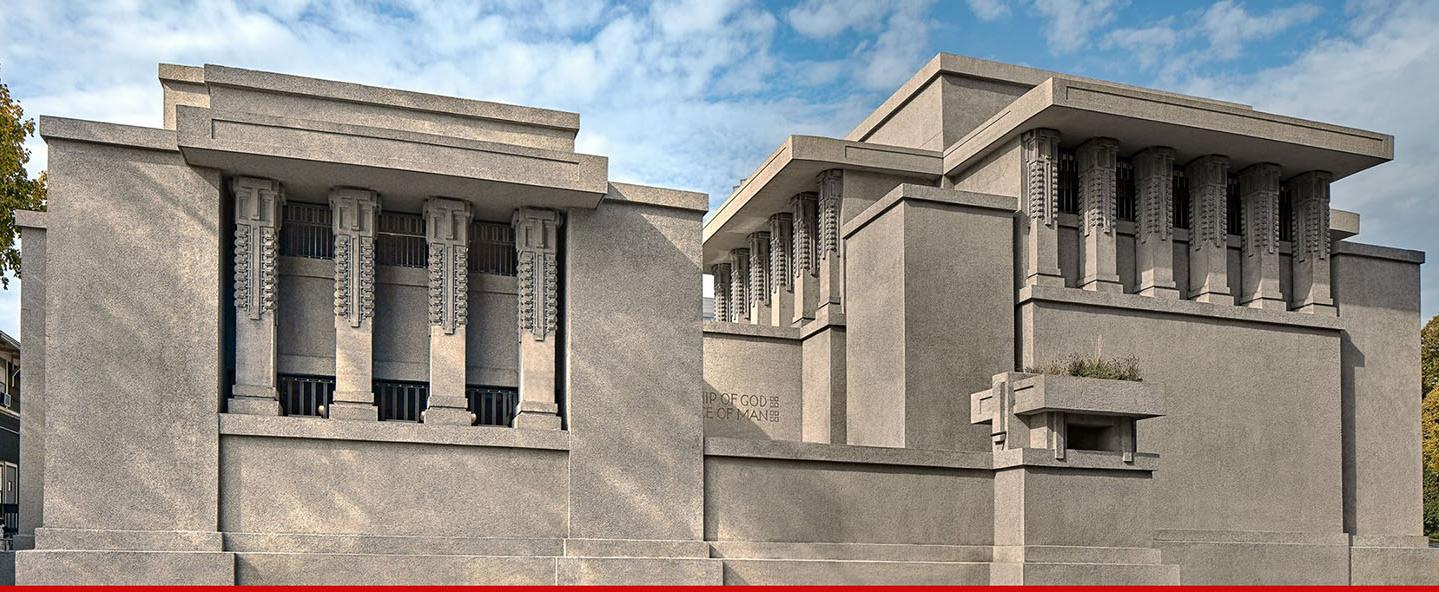 Bonus Site: Unity Temple (Frank Lloyd Wright, 1905-08). Open 9 am to 12 pm.